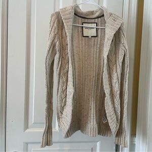 Abercrombie Hooded Long Cream Cardigan